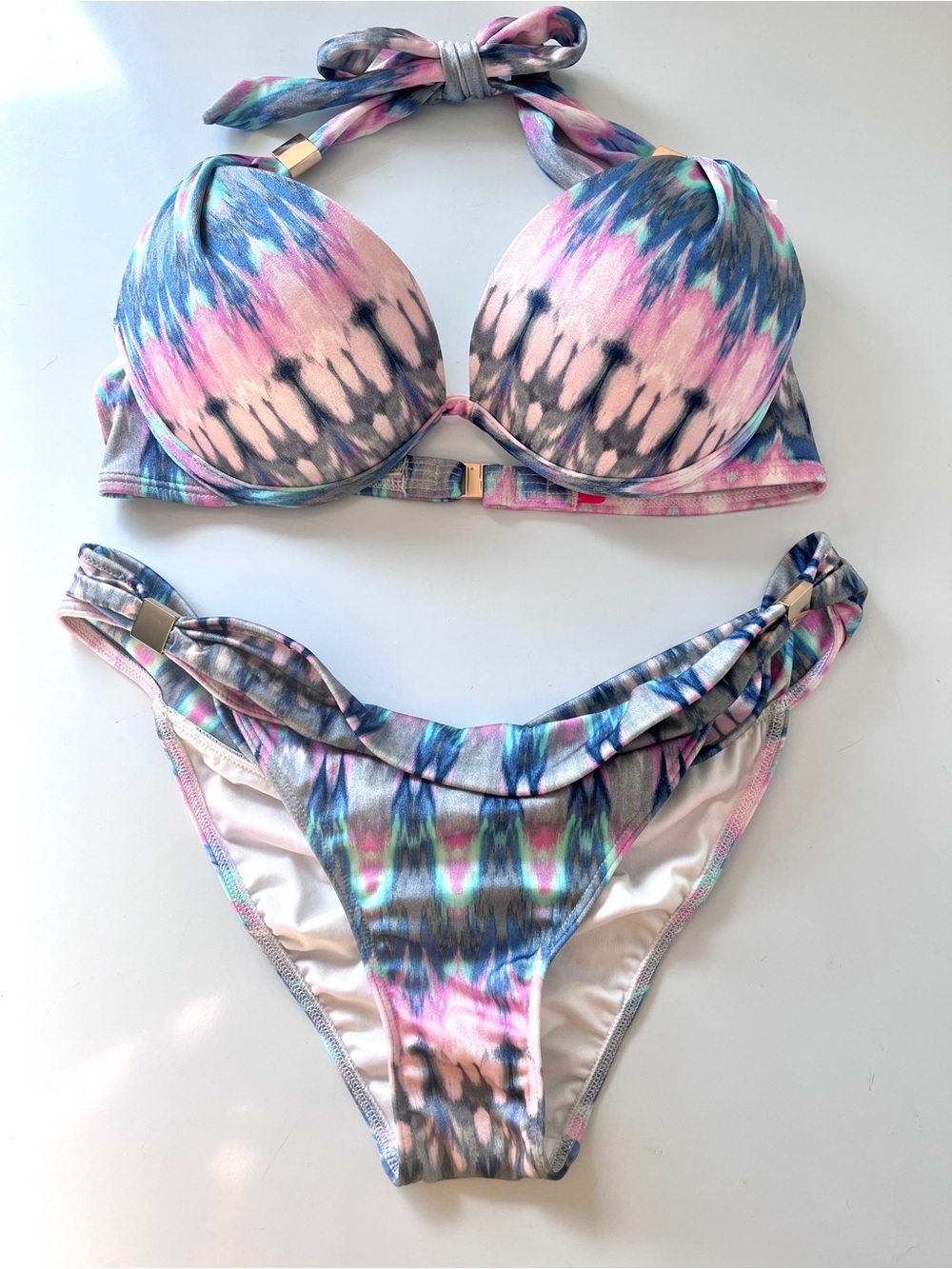 Victoria’s Secret Padded Push Up Bikini Gold VS Hardware Size M Approx
